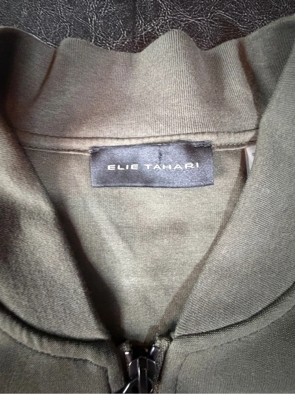Elie Tahari Men’s Olive Green Utility Bomber Jacket Zip Front Size M